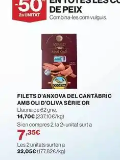 El Corte Inglés Oro - filets d'anxova del cantábric amb oli d'oliva serie or oferta