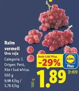 Lidl Raïm vermell uva roja oferta