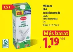 Lidl Milbona - llet semidesnatada oferta