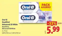 Lidl Oral b - dentifrico advanced 3d white oferta