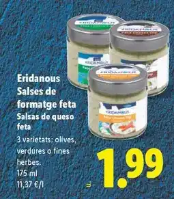 Lidl Eridanous - salsas de queso feta oferta