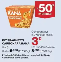 Hipercor Rana - kit spaghetti carbonara oferta