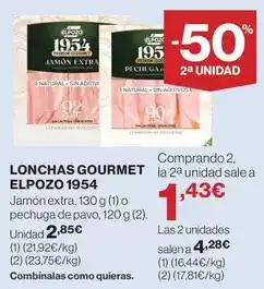 Hipercor Elpozo - lonchas gourmet 1954 oferta