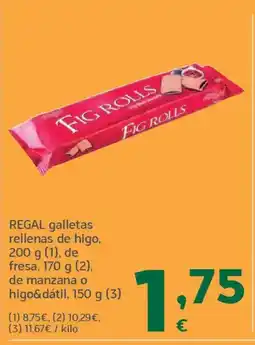 HiperDino REGAL galletas rellenas de higo de fresa, de manzana o higo&dátil oferta