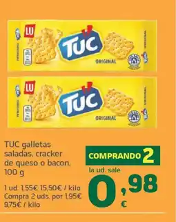 HiperDino TUC galletas saladas, cracker de queso o bacon oferta