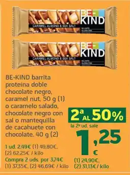 HiperDino BE-KIND barrita proteína doble chocolate negro, caramel nut o caramelo salado, chocolate negro oferta