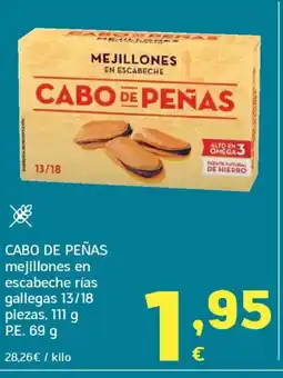HiperDino CABO DE PEÑAS mejillones en escabeche rías gallegas 13/18 piezas oferta