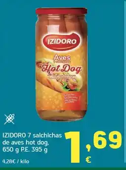 HiperDino IZIDORO 7 salchichas de aves hot dog oferta