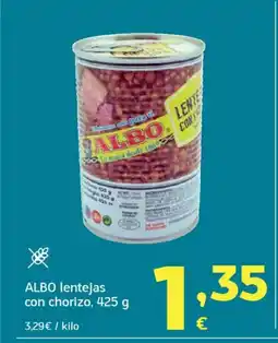 HiperDino ALBO lentejas con chorizo oferta