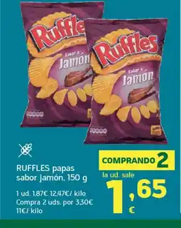 HiperDino RUFFLES papas sabor jamón oferta