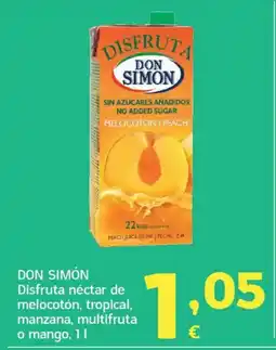 HiperDino DON SIMÓN Disfruta néctar de melocotón, tropical, manzana, multifruta o mango oferta