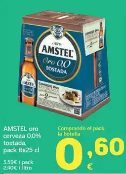 HiperDino AMSTEL oro cerveza 0,0% tostada oferta