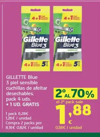 HiperDino GILLETTE Blue 3 piel sensible cuchillas de afeitar desechables oferta