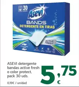 HiperDino ASEVI detergente bandas active fresh o color protect, pack 30 uds oferta