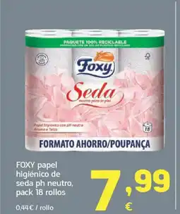 HiperDino FOXY papel higiénico de seda ph neutro, pack 18 rollos oferta