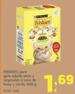 HiperDino FRISKIES para gato adulto atún y vegetales o seco de buey y cerdo oferta
