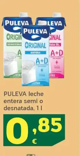 HiperDino PULEVA leche entera semi o desnatada oferta