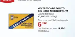 El Corte Inglés Ventresca de bonítol del nord amb oli d'oliva oferta