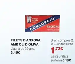 El Corte Inglés Filets d'anxova amb oli d'oliva oferta