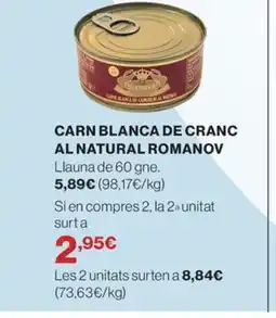 El Corte Inglés Carn blanca de cranc al natural romanov oferta