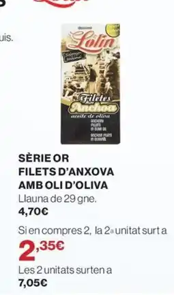 El Corte Inglés Sèrie or filets d'anxova amb oli d'oliva oferta