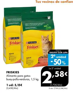 Supermercados Lupa FRISKIES Alimento para gatos buey-pollo-verduras oferta