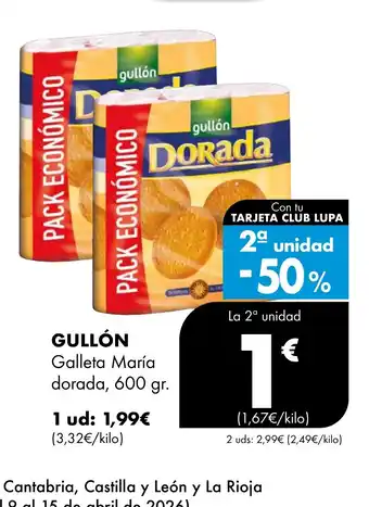 GULLÓN Galleta María dorada