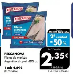 Supermercados Lupa PESCANOVA Filetes de merluza Argentina sin piel oferta