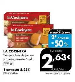 Supermercados Lupa LA COCINERA San jacobos de jamón y queso, envase 5 ud. oferta