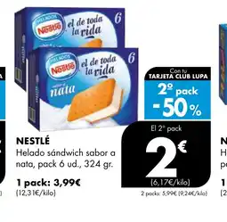 Supermercados Lupa NESTLÉ Helado sándwich sabor a nata oferta