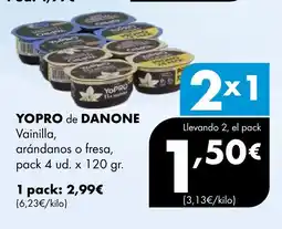 Supermercados Lupa YOPRO de DANONE Vainilla, arándanos o fresa oferta
