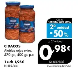 Supermercados Lupa CIDACOS Alubias rojas extra oferta