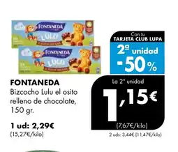 Supermercados Lupa FONTANEDA Bizcocho Lulu el osito relleno de chocolate oferta