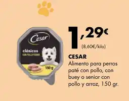 Supermercados Lupa CESAR Alimento para perros paté con pollo, con buey o senior con pollo y arroz oferta