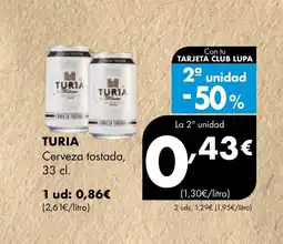 Supermercados Lupa TURIA Cerveza tostada oferta