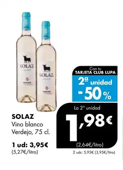 Supermercados Lupa SOLAZ Vino blanco Verdejo oferta