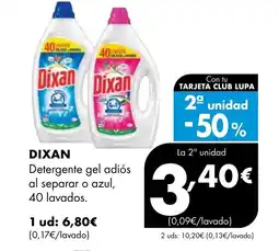 Supermercados Lupa DIXAN Detergente gel adiós al separar o azul 40 lavados oferta