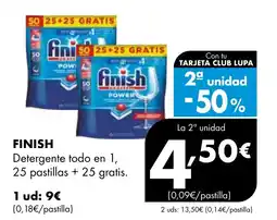 Supermercados Lupa FINISH Detergente todo en 1, 25 pastillas oferta