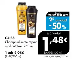 Supermercados Lupa GLISS Champú ultimate repair u oil nutritive oferta