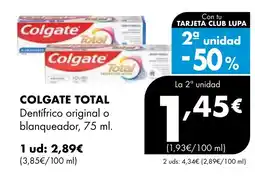 Supermercados Lupa COLGATE TOTAL Dentifrico original o blanqueador oferta