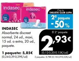 Supermercados Lupa INDASEC Absorbente discreet normal oferta