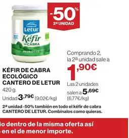 Supercor CANTERO DE LETUR Kéfir de cabra ecológico oferta