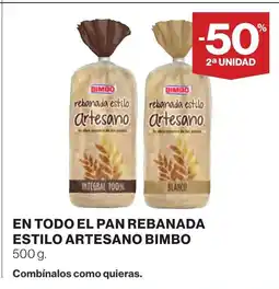 Supercor BIMBO En todo el pan rebanada estilo artesano oferta