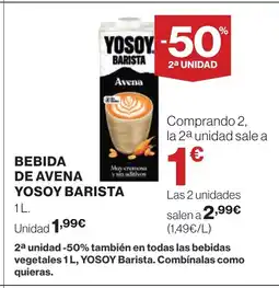 Supercor YOSOY BARISTA Bebida de avena oferta