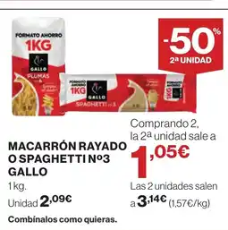 Supercor GALLO Macarrón rayado o spaghetti nº3 oferta