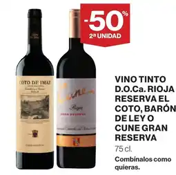 Supercor Vino tinto d.o.ca. rioja reserva el coto, barón de ley o cune gran reserva oferta