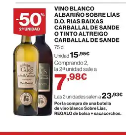 Supercor Vino blanco albariño sobre lías d.o. rias baixas carballal de sande o tinto altreigo carballal de sande oferta
