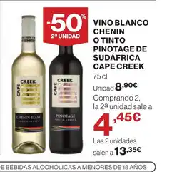 Supercor CAPE CREEK Vino blanco chenin o tinto pinotage de sudáfrica oferta