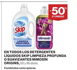 Supercor En todos los detergentes líquidos skip limpieza profunda o suavizantes mimosín origins oferta