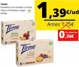 Tu Trébol Hipermercados Tirma - sandwich con cereales y frutos rojos o manzana y yogur oferta